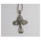 Vintage Filigree Silver-plated Cross Necklace