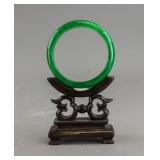Chinese Green Jadeite Carved Bangle