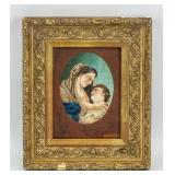 Oil on Board Painting Portrait of Maria and Jesus