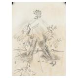 Salvador Dali Spanish Surrealist Graphite on Paper