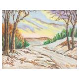 M. Dyer Landscape Oil on Board