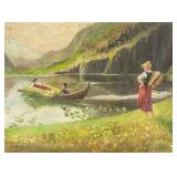 Signed Illegibly Oil on Board Landscape Scene