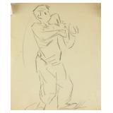 Iver Rose American Charcoal Sketch on Paper