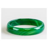 Chinese Green Hardstone Carved Bangle CERT