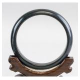 Chinese Black Hardstone Carved Bangle Certificate