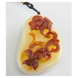 Chinese Brown Jade Carved Goldfish Toggle