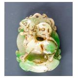 Burma Green Jadeite Carved Dog Pendant