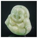 Burma Green Jadeite Carved Happy Buddha Pendant