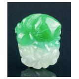 Burma Green Jadeite Carved Lotus Pendant