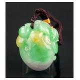 Chinese 3-Colour Jadeite Carved Peach Pendant