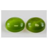 12.16ct Cabochon Cut Green Cats Eye Gemstone Pair