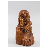 Chinese Boxwood Carved Lohan Statue