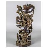 Chinese Zitan Wood Carved Gold Fishes