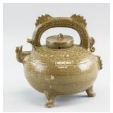 Chinese Stoneware Pottery Chicked Head Teapot