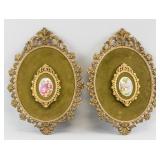 Pair Italian Rococo Style Porcelain Painting Plaqu