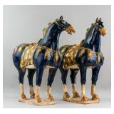 Pair Chinese Tang Style Sancai Pottery Horse