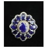 925 Silver 12.20ct Blue Sapphires Ring Value $800