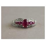 Vintage 925 Silver Ruby Gemstones Ring