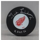 NHL Red Wings Puck Signed Ted Lindsay HOF 