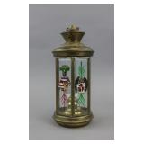 Vintage Egyptian Brass & Glass Hanging Oil Lamp