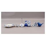 Vintage Dutch Delft Blue Porcelain Decoration Set