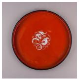 Japanese Inlaid Red Lacquer Wood Plate