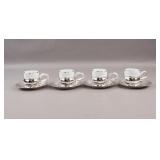 Vintage Silver-plated Porcelain Espresso Cups 4pc