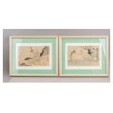 Chinese Watercolor on Papers Signed with Seals 2pc