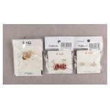 Gold-plated & Gemstones Earrings 3 Pairs