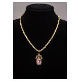 Vintage Gold Plated Rhodonite Necklace