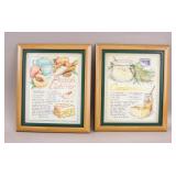 Canadian Framed Lithograph on Papers Recipe 2pc