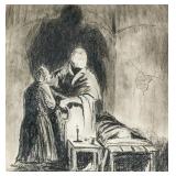 Ubaldo Oppi Italian Charcoal on Paper