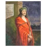 Oil on Board Portrait of Christ Crown of Thrones