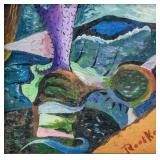 Anton Rooskens Dutch Abstract Oil on Canvas