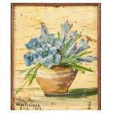 Signed Westerland Oil on Birch Bark Dec 1916