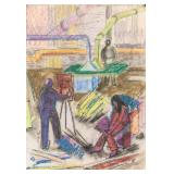 Kurt Schwitters German Modernist Pastel on Paper