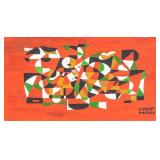 Carlos Merida Guatemalan Gouache on Canvas