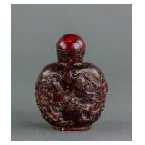 Chinese Amber Carved Snuff Bottle