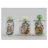 3 Assorted Chinese Peking Glass Snuff Bottles