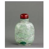 Chinese Green Hardstone Carved Snuff Bottle