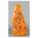 Chinese Shoushan Stone Boulder Carving Fu Lu, Shou