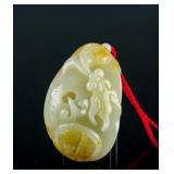 Chinese Qing Period White & Russet Jade Toggle