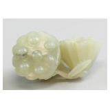 Chinese White Jade Carved Lotus Toggle