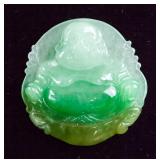 Burma Green Jadeite Carved Happy Buddha Pendant
