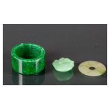 Burma Green Jadeite Pendants and Ring 3 Assorted