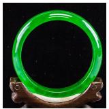 Burma Green Jadeite Carved Bangle GIA Certificate