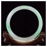 Burma Mixed Tone Jadeite Carved Bangle AIGL COA