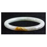 Burma Mixed Tone Jadeite Carved Bangle CERT