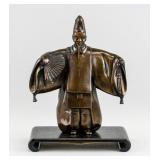 Japanese Bronze Cast Okina Statue Signed Shuzan