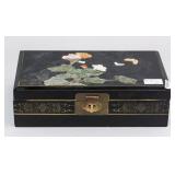 Chinese Black Wood Lacquer Box with Stone Inlaid
